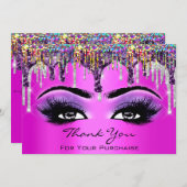 Cartes Pour Fêtes Annuelles Merci Pour Votre Achat Maquillage Rose (Devant / Derrière)