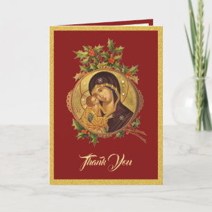 Cartes Pour Fêtes Annuelles Merci religieux de Noël Jésus Marie Écriture