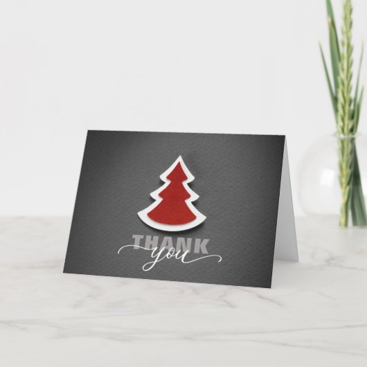 Cartes Pour Fêtes Annuelles Merci simple d'arbre de Noël rouge (Devant)
