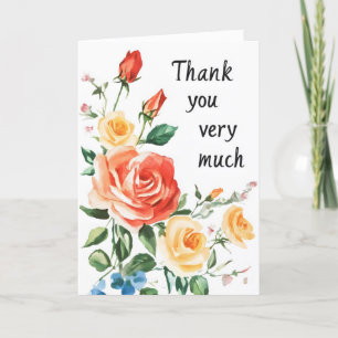 Cartes Pour Fêtes Annuelles Merci Très Fleurs Aquarelles