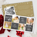 Cartes Pour Fêtes Annuelles Merde Jamais Après Chalkboard Blocs 4 Photo<br><div class="desc">'Merrily Ever After' Mix Typographie Black & White Chalkboard Blocks 4 Photo Collage Mr & Mrs First Christmas Greeting Card / Faire-part Mariage de vacances. L'arrière comprend un motif de snowdots complet, une photo instantanée et un message de vacances personnalisable. L'arrière - plan de base peut être changé en n'importe...</div>
