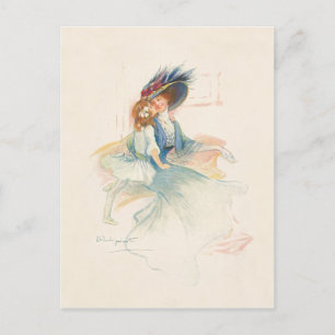 Cartes Pour Fêtes Annuelles Mère et fille victorienne souriante