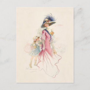 Cartes Pour Fêtes Annuelles Mère et fille victorienne souriante Post de vacanc