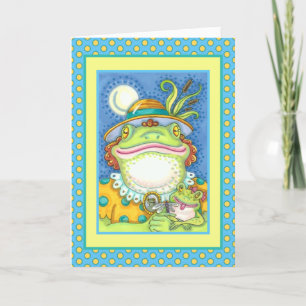 Cartes Pour Fêtes Annuelles MÈRE FROG & BÉBÉ FROGETT, FAMILLE AIMER Drôle