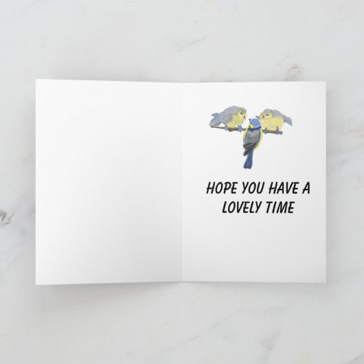 Cartes Pour Fêtes Annuelles Mère Mésange bleue et bébés Pâques (Intérieur)