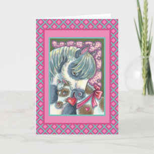 CARTES POUR FÊTES ANNUELLES MÈRE PONY & SA MORTE VALENTINE FILLY, CHEVAL