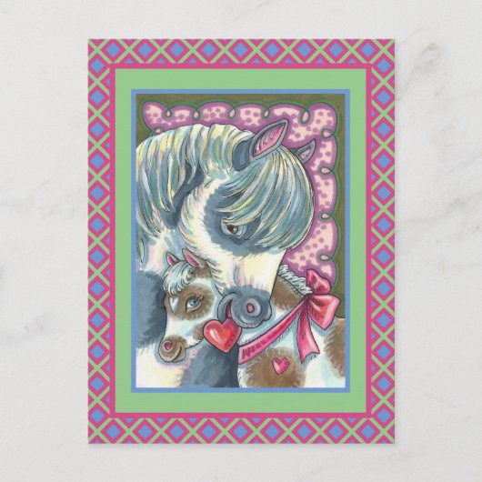 CARTES POUR FÊTES ANNUELLES MÈRE PONY & SA MORTE VALENTINE FILLY, CHEVAL (Devant)