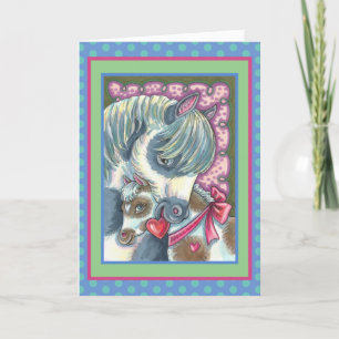 CARTES POUR FÊTES ANNUELLES MÈRE PONY & SA MORTE VALENTINE FILLY, CHEVAL