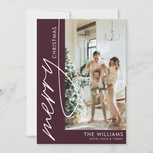 Cartes Pour Fêtes Annuelles Merlot Rouge Photo moderne Noël (Devant)