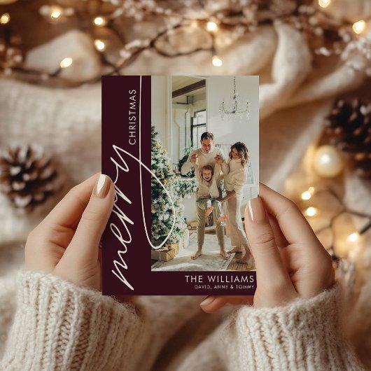 Cartes Pour Fêtes Annuelles Merlot Rouge Photo moderne Noël