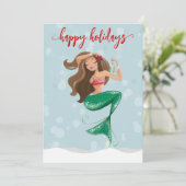 Cartes Pour Fêtes Annuelles Mermaid de Noël (Debout devant)