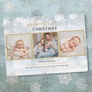 Cartes Pour Fêtes Annuelles Merrier Little Christmas Photo Neige Naissance