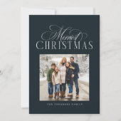 Cartes Pour Fêtes Annuelles Merriest Christmas simple elegant navy blue photo (Devant)
