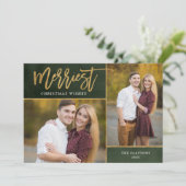 Cartes Pour Fêtes Annuelles Merriest Faux Gold Foil 2 Photo Noël (Debout devant)