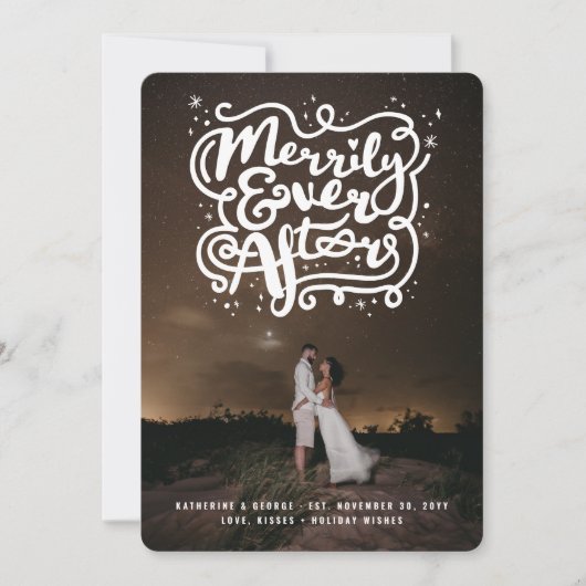 Cartes Pour Fêtes Annuelles Merrily Ever Après Knot & Sparkles Photo Mariage (Devant)