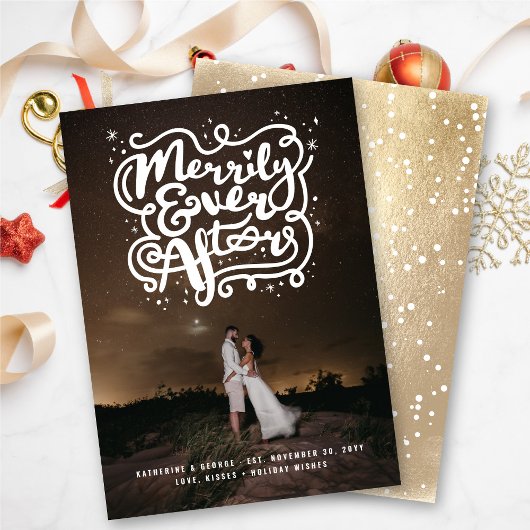 Cartes Pour Fêtes Annuelles Merrily Ever Après Knot & Sparkles Photo Mariage