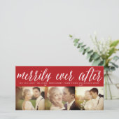 Cartes Pour Fêtes Annuelles Merrily Ever Après Simple Script 3 Mariage Photo (Debout devant)