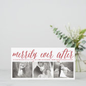 Cartes Pour Fêtes Annuelles Merrily Ever Après Simple Script 3 Mariage Photo (Debout devant)