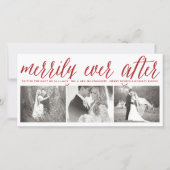 Cartes Pour Fêtes Annuelles Merrily Ever Après Simple Script 3 Mariage Photo (Devant)