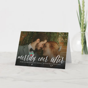Cartes Pour Fêtes Annuelles Merrily Ever Après Simple Script Photo Mariage