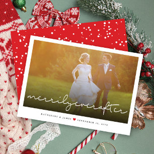 Cartes Pour Fêtes Annuelles Merrily Jamais après Script Photo Mariage de Noël