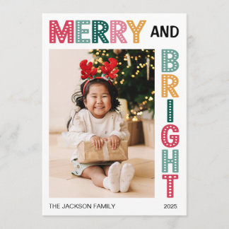 Cartes Pour Fêtes Annuelles Merry and Bright Christmas bold photo