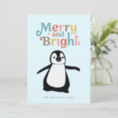 Cartes Pour Fêtes Annuelles Merry and Bright fun cute Penguin Christmas custom (Debout devant)