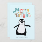 Cartes Pour Fêtes Annuelles Merry and Bright fun cute Penguin Christmas custom (Devant / Derrière)