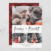 Cartes Pour Fêtes Annuelles Merry and Bright Modern Brush Script Collage Photo (Devant / Derrière)
