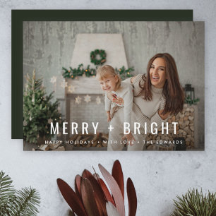 Cartes Pour Fêtes Annuelles Merry and Bright Modern Stylish Christmas Photo