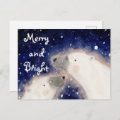 Cartes Pour Fêtes Annuelles Merry and Bright Polar Bear (Devant / Derrière)