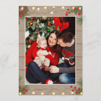 Cartes Pour Fêtes Annuelles Merry and Bright texture Bois Famille 2 Photo