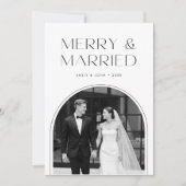 Cartes Pour Fêtes Annuelles Merry And Married Black And White Photo Christmas (Devant)