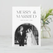 Cartes Pour Fêtes Annuelles Merry And Married Black And White Photo Christmas (Debout devant)