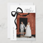 Cartes Pour Fêtes Annuelles Merry and Married Script Photo Christmas Bow (Devant)