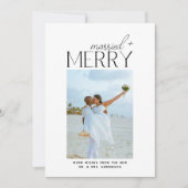 Cartes Pour Fêtes Annuelles Merry and Married Script Photo Christmas Newlyweds (Devant)