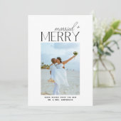 Cartes Pour Fêtes Annuelles Merry and Married Script Photo Christmas Newlyweds (Debout devant)