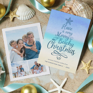 Cartes Pour Fêtes Annuelles Merry Beachy Christmas Tropical 3 Photo