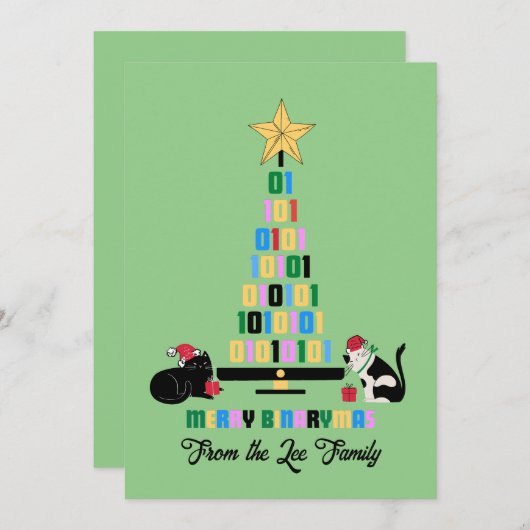 CARTES POUR FÊTES ANNUELLES MERRY BINARY CHRISTMAS (Devant / Derrière)
