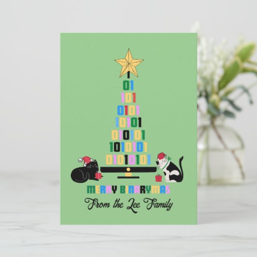 CARTES POUR FÊTES ANNUELLES MERRY BINARY CHRISTMAS (Debout devant)