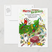 Cartes Pour Fêtes Annuelles Merry Birdmess (Devant / Derrière)