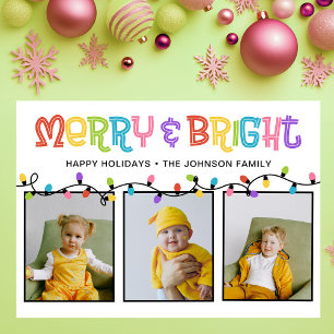 Cartes Pour Fêtes Annuelles Merry & Bright Coloré 3 Photos