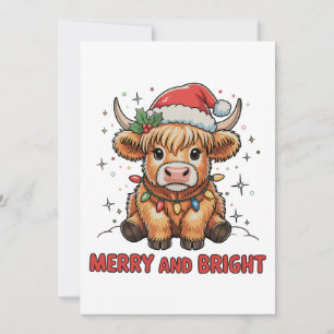 Cartes Pour Fêtes Annuelles Merry & Bright Cute Highland Baby Cow Noël