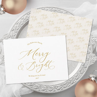 Cartes Pour Fêtes Annuelles Merry & Bright Elegant Gold Script Christmas Card