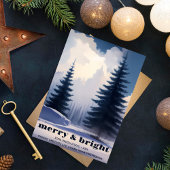 Cartes Pour Fêtes Annuelles Merry & Bright l Forest Blue Tree Business