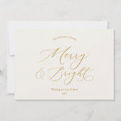 Cartes Pour Fêtes Annuelles Merry & Bright Minimalist Gold Script Christmas (Devant)