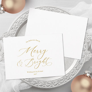 Cartes Pour Fêtes Annuelles Merry & Bright Minimalist Gold Script Christmas