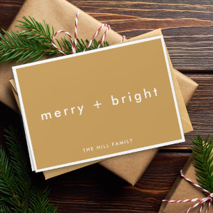 Cartes Pour Fêtes Annuelles Merry + Bright   Ocher Mustard Gold Christmas