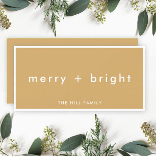 Cartes Pour Fêtes Annuelles Merry + Bright Ocher Mustard Gold Christmas