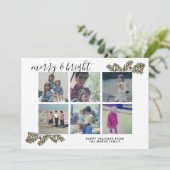 Cartes Pour Fêtes Annuelles Merry Bright Retro 6 photo Noël Pine Branches (Debout devant)